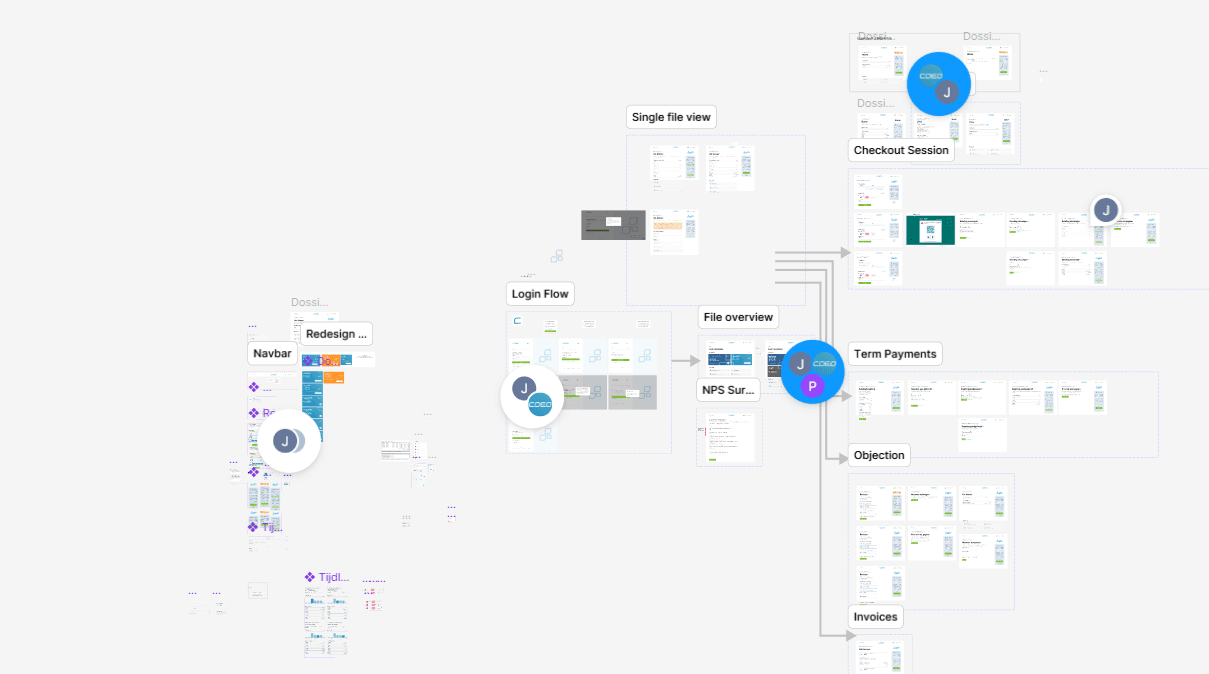 Collaborative design process in Figma used to align teams and iterate on the new payment portal